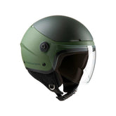 Casco EL'POP, un casco demi-jet in policarbonato verde opaco. Ideale per uso urbano. Di TUCANO URBANO.